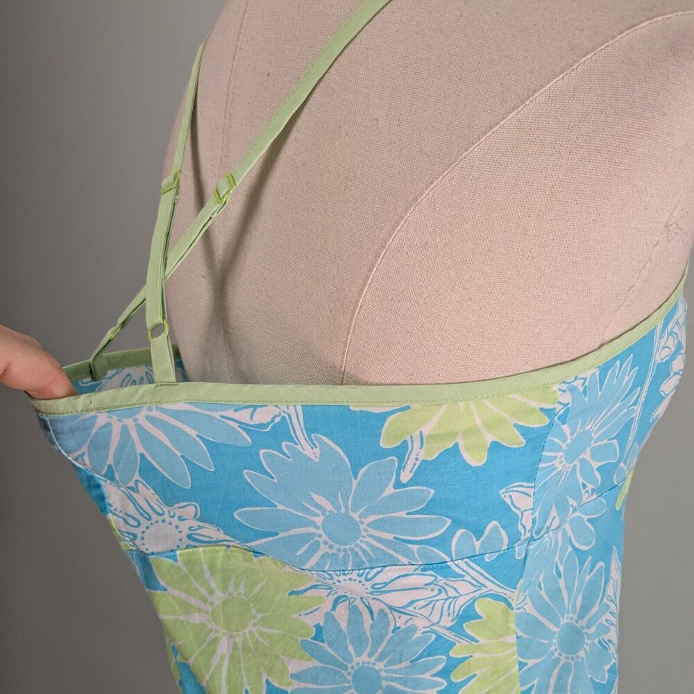 Vintage Lilly Pultizer Mini Dress Floral Y2K 90s Empire Slip Blue Green Beach - Picture 10 of 13